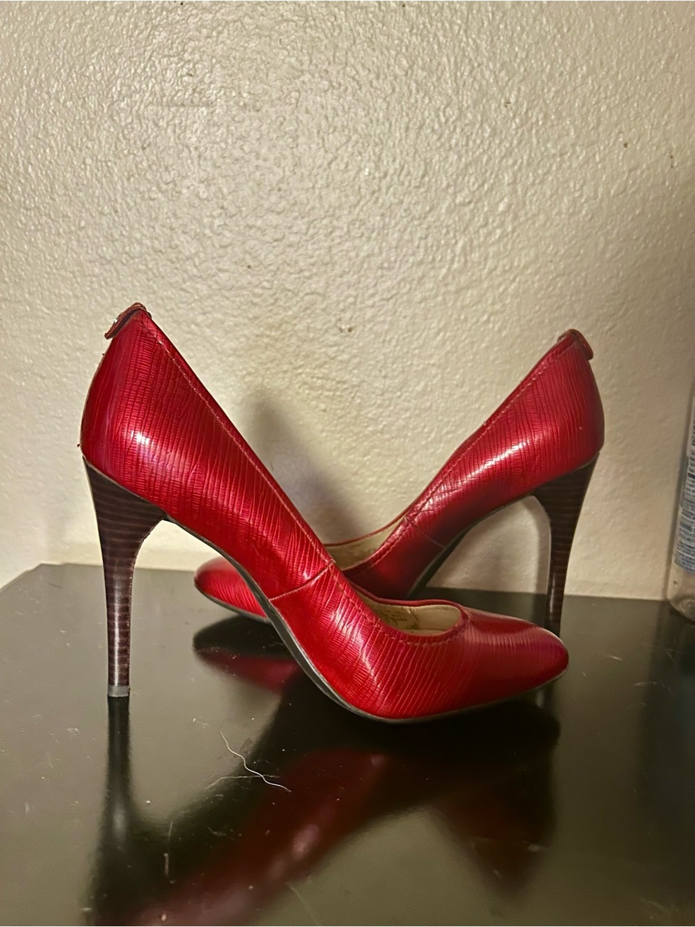 Calvin Klein Red Pointed-Toe Leather Pumps